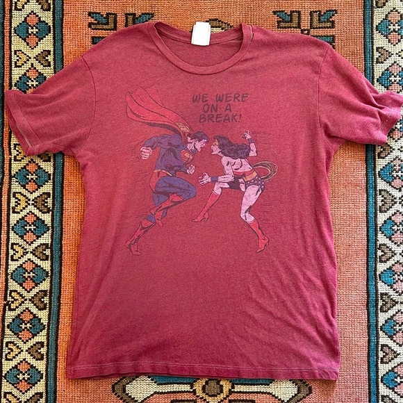 Junk Food Clothing Tops - Friends on a break Superman Wonder Woman 90s urban outfitters junk food medium